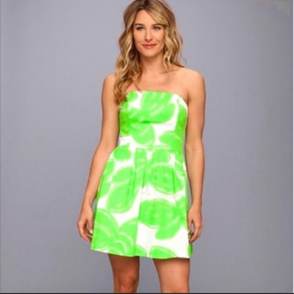 Lilly Pulitzer Lottie Dress Stinger Bee Glitter Print Green Sleeveless Gold - Picture 3 of 8